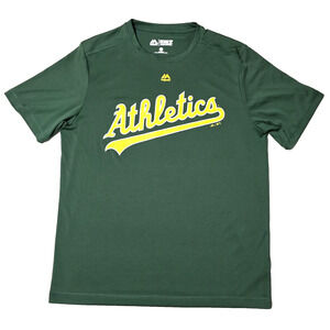 Majestic Oakland Athletics MLB Evolution Tee Shirt Green CoolBase Mens Size L